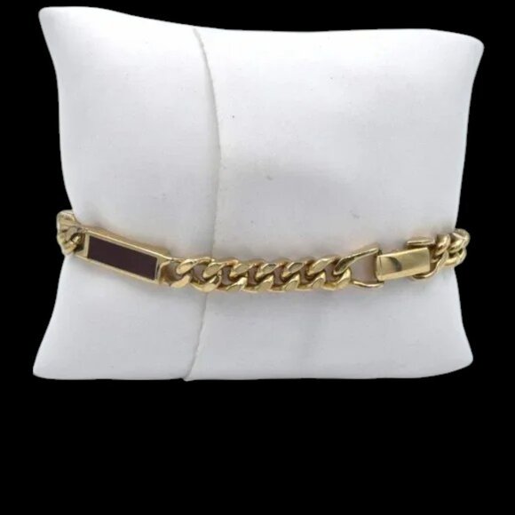 Avon Red Enamel & Gold Tone Link Bracelet - Picture 3 of 5